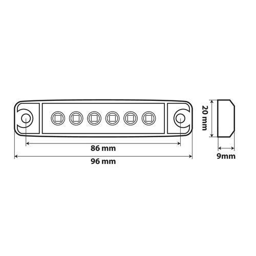 ΦΩΣ ΟΓΚΟΥ 6LED ΠΟΡΤΟΚΑΛΙ 12/24V 96mm ΑΔΙΑΒΡΟΧΟ 1ΤΕΜ.