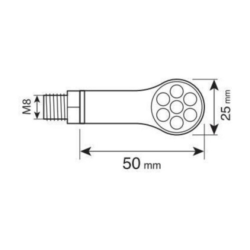 ΦΛΑΣ MOTO ΠΙΣΩ 12V SMD LED MAGNIFIER ΜΑΥΡΟ/ ΣΤΡΟΓΓΥΛΟ 3ΧΡΗΣΕΩΝ (ΘΕΣΕΩΣ /ΦΛΑΣ/ΣΤΟΠ) 50x25mm  LAMPA  - 2 TEM.