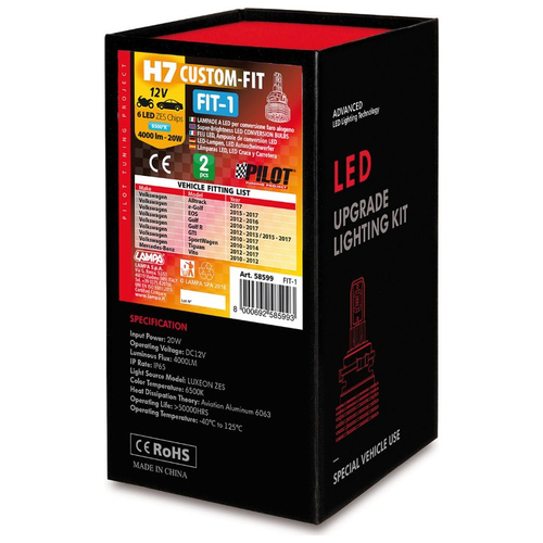 H7 12V – 20W - 6500K - 4000lm 6 LED CUSTOM FIT-1 VW/MERCEDES – 2 ΤΕΜ.