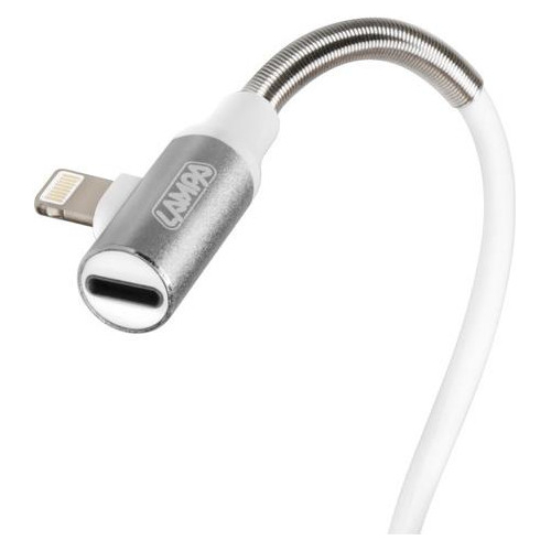 ΚΑΛΩΔΙΟ USB ΦΟΡΤΙΣΗΣ ΚΑΙ ΑΝΤΑΠΤΟΡΑΣ ΑΚΟΥΣΤΙΚΩΝ APPLE (8 PIN) 90 ΜΟΙΡΩΝ IRON SILVER LINE (100 cm)