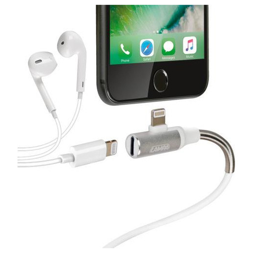 ΚΑΛΩΔΙΟ USB ΦΟΡΤΙΣΗΣ ΚΑΙ ΑΝΤΑΠΤΟΡΑΣ ΑΚΟΥΣΤΙΚΩΝ APPLE (8 PIN) 90 ΜΟΙΡΩΝ IRON SILVER LINE (100 cm)