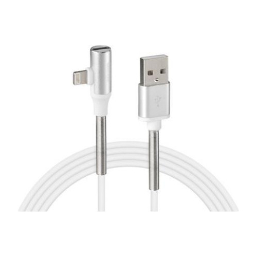 ΚΑΛΩΔΙΟ USB ΦΟΡΤΙΣΗΣ ΚΑΙ ΑΝΤΑΠΤΟΡΑΣ ΑΚΟΥΣΤΙΚΩΝ APPLE (8 PIN) 90 ΜΟΙΡΩΝ IRON SILVER LINE (100 cm)