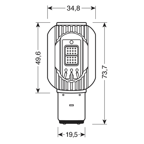 S2 9-32V 35/35W BA20d 2SMDx12chips 680lm (ΔΙΠΛΗΣ ΠΟΛΙΚΟΤΗΤΑΣ- CAN-BUS) MEGA LED 1ΤΕΜ. ΚΟΥΤΙ