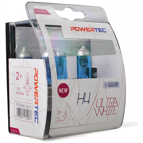 H4 12V 60/55W P43t-38 POWERTEC ULTRA WHITE 2ΤΕΜ. M-TECH