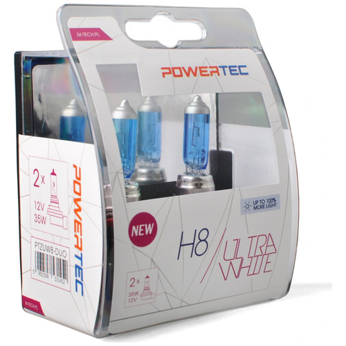 H8 12V 35W PGJ19-1 POWERTEC ULTRA WHITE 2ΤΕΜ. M-TECH