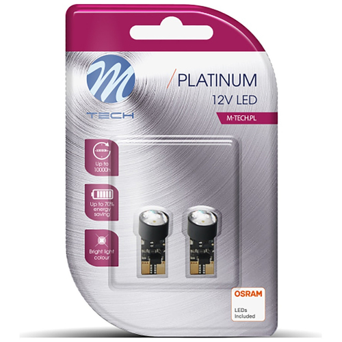W5W T10 12V W2.1x9.5d 2W 1xHP LED OSRAM OPTO ΛΕΥΚΟ CAN-BUS BLISTER 2ΤΕΜ. M-TECH