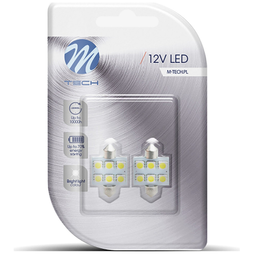 ΛΑΜΠΑΚΙΑ ΠΛΑΦΟΝΙΕΡΑΣ C5W/C10W 12V 1,44W SV8,5 36mm PREMIUM LED 6xSMD5050 ΛΕΥΚΟ BLISTER 2ΤΕΜ. M-TECH
