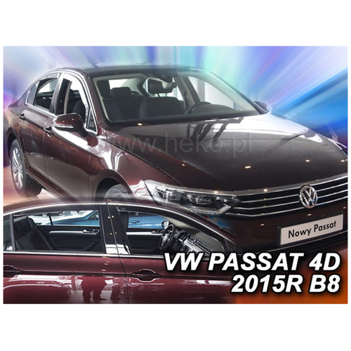 VW PASSAT 4D 2014+ ΣΕΤ ΑΝΕΜΟΘΡΑΥΣΤΕΣ ΑΥΤΟΚΙΝΗΤΟΥ ΑΠΟ ΕΥΚΑΜΠΤΟ ΦΙΜΕ ΠΛΑΣΤΙΚΟ HEKO - 4 ΤΕΜ.