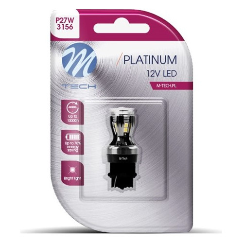 P27W 3156 12/24V W2.5x16d 3,3W 14xSMD LED ΛΕΥΚΟ CANBUS BLISTER  M-TECH - 1ΤΕΜ.