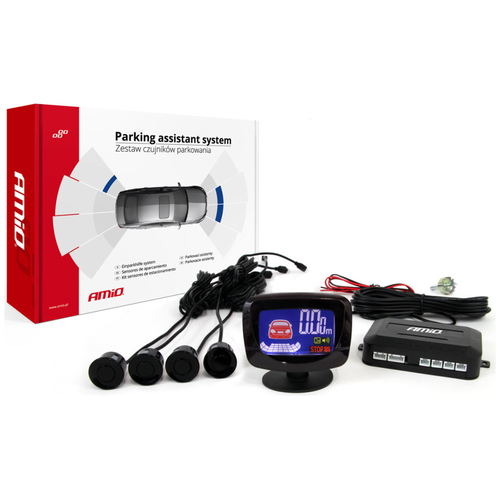 ΣΥΣΤΗΜΑ ΠΑΡΚΑΡΙΣΜΑΤΟΣ 12V ΜΕ 4 ΑΙΣΘΗΤΗΡΕΣ (ΜΑΥΡΟ) 22mm ΚΑΙ ΟΘΟΝΗ LED-GRAF  AMIO - 1 ΤΕΜ.