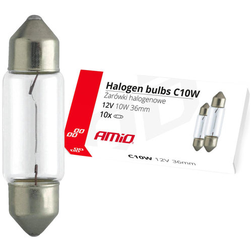 ΛΑΜΠΑΚΙΑ ΠΛΑΦΟΝΙΕΡΑΣ C10W 24V 10W 36mm ΑΛΟΓΟΝΟΥ ΚΟΥΤΙ AMIO - 10 ΤΕΜ.