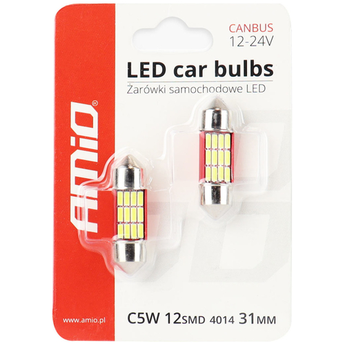 ΛΑΜΠΑΚΙΑ ΠΛΑΦΟΝΙΕΡΑΣ 31mm 12V 5.600K 12xSMD 4014 LED CAN-BUS  AMIO - 2 ΤΕΜ.