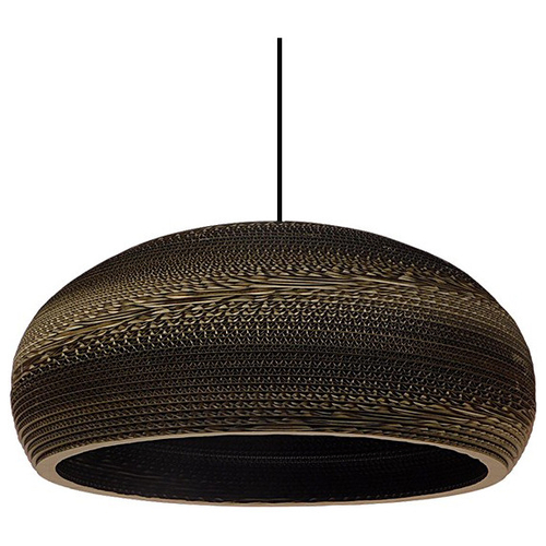 GloboStar® NAXOS 01298 Vintage Κρεμαστό Φωτιστικό Οροφής Μονόφωτο 3D από Επεξεργασμένο Σκληρό Καφέ Χαρτόνι Καμπάνα Φ56 x Y25cm