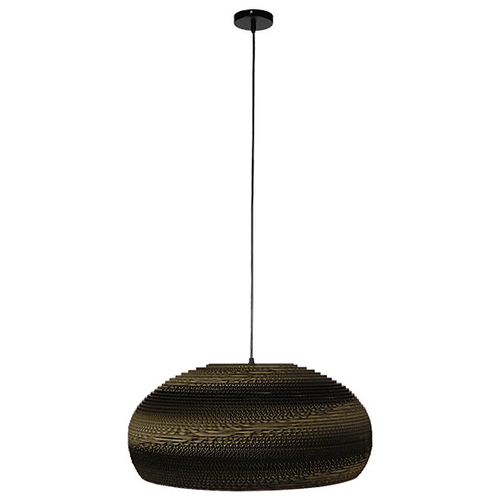 GloboStar® NAXOS 01298 Vintage Κρεμαστό Φωτιστικό Οροφής Μονόφωτο 3D από Επεξεργασμένο Σκληρό Καφέ Χαρτόνι Καμπάνα Φ56 x Y25cm