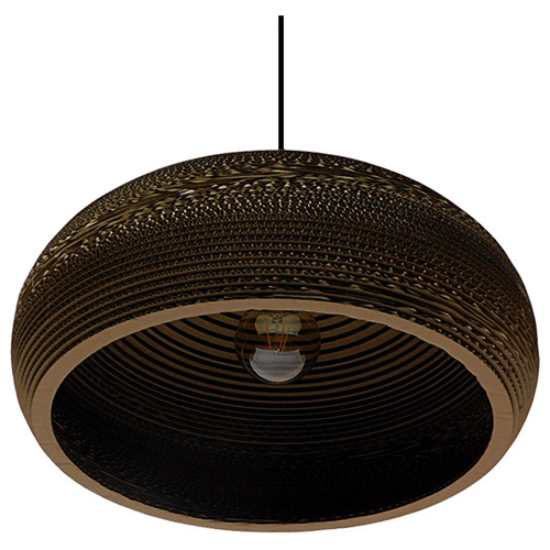 GloboStar® NAXOS 01298 Vintage Κρεμαστό Φωτιστικό Οροφής Μονόφωτο 3D από Επεξεργασμένο Σκληρό Καφέ Χαρτόνι Καμπάνα Φ56 x Y25cm