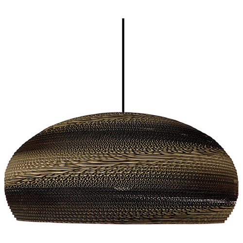 GloboStar® NAXOS 01298 Vintage Κρεμαστό Φωτιστικό Οροφής Μονόφωτο 3D από Επεξεργασμένο Σκληρό Καφέ Χαρτόνι Καμπάνα Φ56 x Y25cm