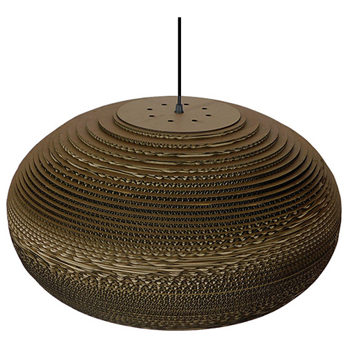 GloboStar® NAXOS 01298 Vintage Κρεμαστό Φωτιστικό Οροφής Μονόφωτο 3D από Επεξεργασμένο Σκληρό Καφέ Χαρτόνι Καμπάνα Φ56 x Y25cm