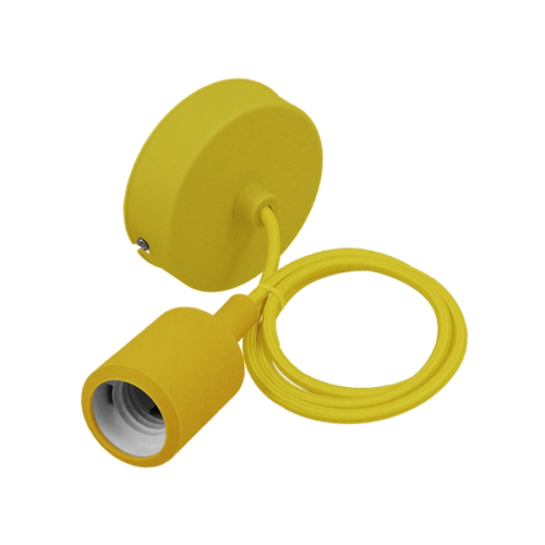 Κίτρινο Κρεμαστό Φωτιστικό Οροφής Σιλικόνης με Υφασμάτινο Καλώδιο 1 Μέτρο E27 GloboStar Yellow 91006