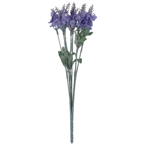 GloboStar® 78201 Τεχνητό Φυτό Μπουκέτο Διακοσμητικών Λουλουδιών με 10 Μωβ Λεβάντες M10 x Υ30 x Π10cm