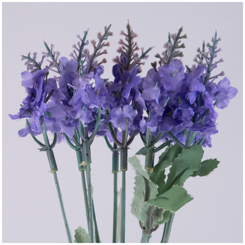 GloboStar® 78201 Τεχνητό Φυτό Μπουκέτο Διακοσμητικών Λουλουδιών με 10 Μωβ Λεβάντες M10 x Υ30 x Π10cm