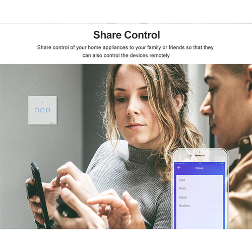 GloboStar® 80015 SONOFF T0EU1C-TX-EU-R2 - Wi-Fi Smart Wall Touch Button Switch 1 Way TX GR Series