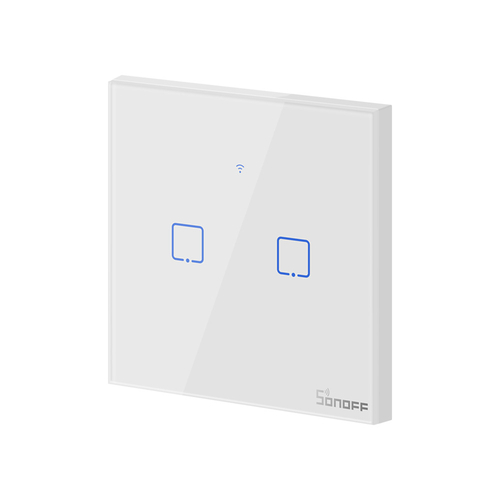 GloboStar® 80016 SONOFF T0EU2C-TX-EU-R2 - Wi-Fi Smart Wall Touch Button Switch 2 Way TX GR Series