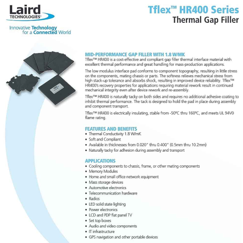 LAIRD Thermal Pad Tflex HR400 Series 1.016mm