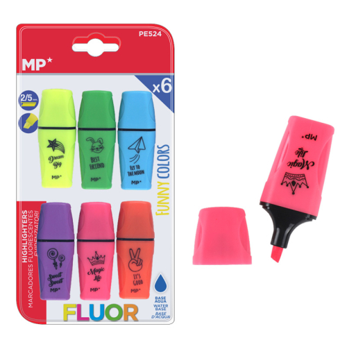 MP μίνι μαρκαδόρος υπογράμμισης PE524, διάφορα χρώματα, 6τμχ