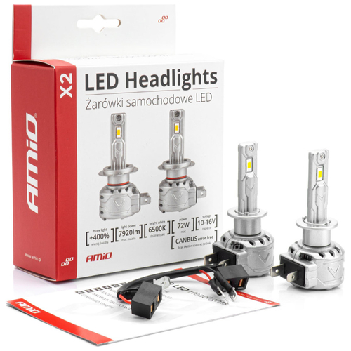 ΛΑΜΠΕΣ LED CAN BUS  X2 SERIES ΜΕ ΑΝΕΜΙΣΤΗΡΑΚΙ H1 10-16V 72W 6.500K 7.920lm +400% ΑMiO - 2 TEM.