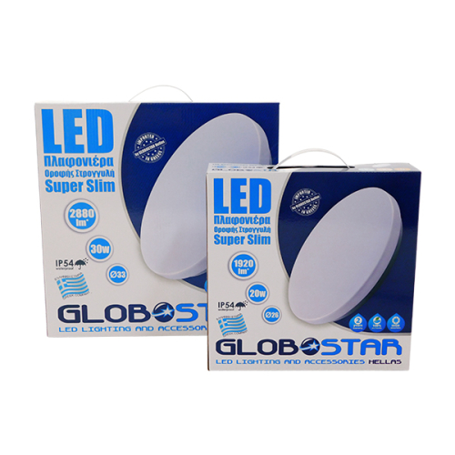 LED Πλαφονιέρα Οροφής Φ26cm 20W 230V 1820lm 180° Αδιάβροχη IP54 Θερμό Λευκό 3000k GloboStar 05551