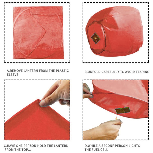 GloboStar® 35214 Ιπτάμενο Φαναράκι - Sky Lantern για Δεξιώσεις - Γιορτές - Κόκκινο Φ40 x Υ70cm