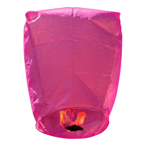 GloboStar® 35215 Ιπτάμενο Φαναράκι - Sky Lantern για Δεξιώσεις - Γιορτές - Φούξια Φ40 x Υ70cm