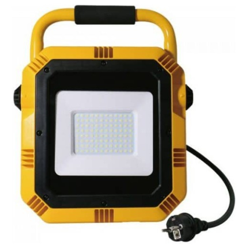 LED Προβολέας Φορητός V-TAC 50W με Stand και Σούκο Πρίζα  Samsung Chip Κίτρινο Σώμα Φως Ημέρας 945