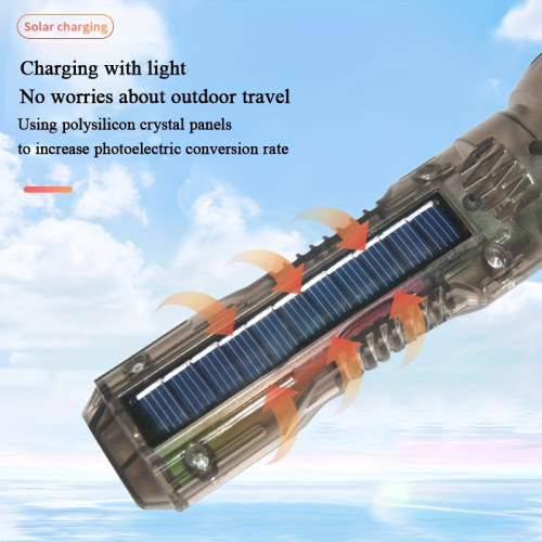 Επαναφορτιζόμενος φακός LED με ηλιακό πάνελ - X38 - 374509