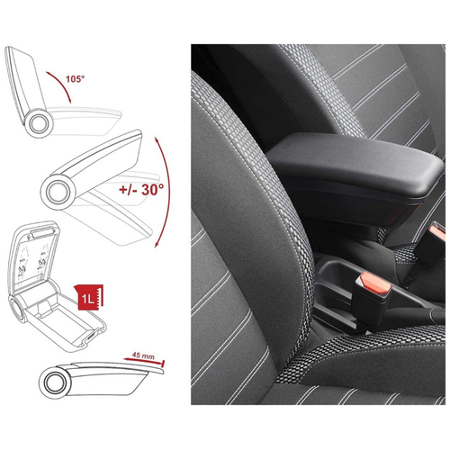 Opel Mokka LHD 2012-2016 / Opel Mokka X LHD 2016-2020 (με Εργοστασιακό Υποβραχιόνιο) Ολοκληρωμένος Τεμπέλης Καθίσματος ARMSTER 3 PLUG & PLAY από Πλαστικό και Vegan Δέρμα σε Μαύρο Χρώμα RATI - 1 τεμ.