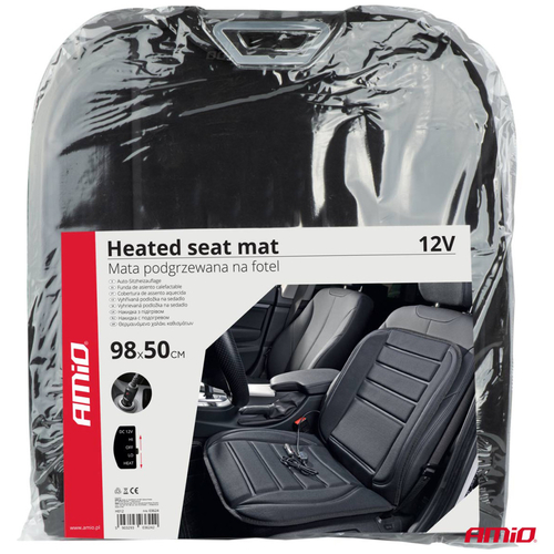 ΠΛΑΤΟΚΑΘΙΣΜΑ ΘΕΡΜΑΙΝΟΜΕΝΟ 12V 98x50cm ΑΦΡΩΔΕΣ ΥΛΙΚΟ ΚΑΙ ΥΦΑΣΜΑ ΜΑΥΡΟ AMIO - 1 ΤΕΜ.