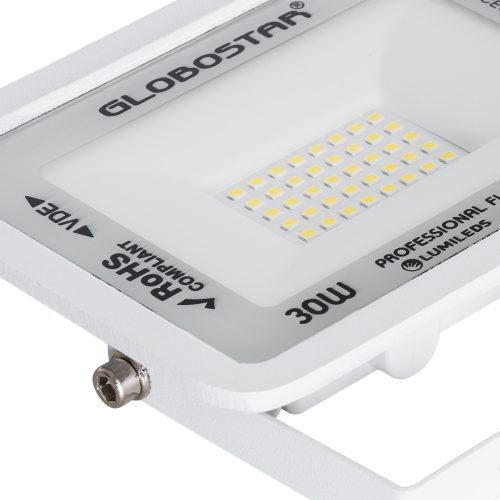 GloboStar® ATLAS 61414 Επαγγελματικός Προβολέας LED 30W 3600lm 120° AC 220-240V - Αδιάβροχος IP67 - Μ16 x Π2.5 x Υ12.5cm - Λευκό - Φυσικό Λευκό 4500K - LUMILEDS Chips - TÜV Rheinland Certified - 5 Years Warranty