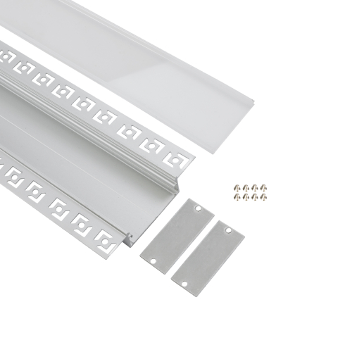 GloboStar® PLASTERBOARD-PROFILE 70862-3M Προφίλ Αλουμινίου - Βάση & Ψύκτρα Ταινίας LED με Λευκό Γαλακτερό Κάλυμμα - Χωνευτή Χρήση σε Γυψοσανίδα - Trimless - Πατητό Κάλυμμα - Ασημί - 3 Μέτρα - Πακέτο 5 Τεμαχίων - Μ300 x Π8.8 x Υ2cm