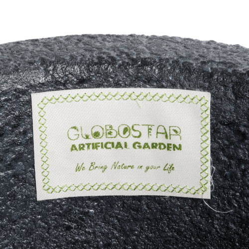 GloboStar® Artificial Garden SOHO 20791 Επιδαπέδιο Πολυεστερικό Τσιμεντένιο Κασπώ Γλάστρα - Flower Pot Μαύρο Φ65 x Υ60cm