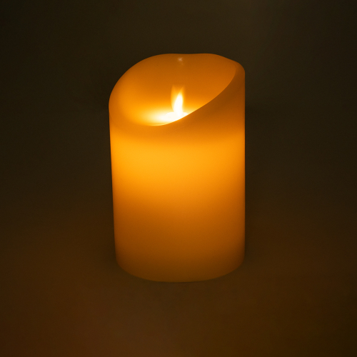 GloboStar® FIREFLAME 79542 Διακοσμητικό Realistic Κερί Παραφίνης με LED Εφέ Κινούμενης Φλόγας - Μπαταρίας & Ασύρματο Χειριστήριο IR Θερμό Λευκό 2700K Dimmable - Φ10 x Υ15cm