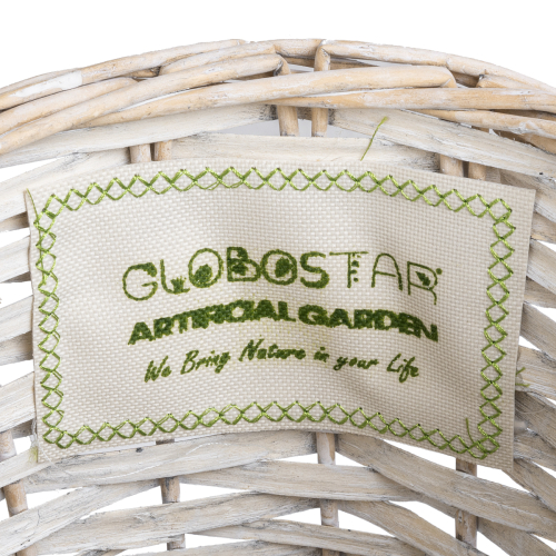 GloboStar® Artificial Garden DOMINGO 20593 Διακοσμητικό Πλεκτό Καλάθι - Κασπώ Γλάστρα - Flower Pot Λευκό με Μπεζ Φ21 x Υ30cm
