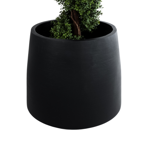 GloboStar® Artificial Garden TIJUANA 20703 Διακοσμητικό Πολυεστερικό Τσιμεντένιο Κασπώ Γλάστρα - Flower Pot Μαύρο Φ65 x Υ65cm