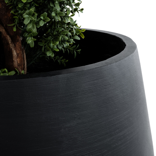 GloboStar® Artificial Garden TIJUANA 20703 Διακοσμητικό Πολυεστερικό Τσιμεντένιο Κασπώ Γλάστρα - Flower Pot Μαύρο Φ65 x Υ65cm