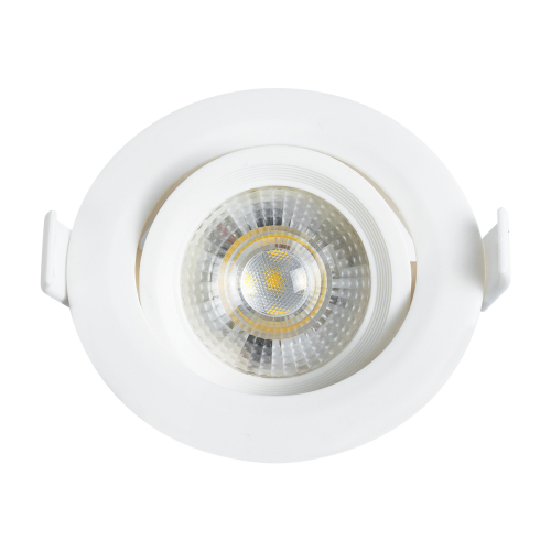 GloboStar® DE VALERA 60183 Χωνευτό LED Κινούμενο Spot Downlight 5W 485lm 60° AC 220-240V IP44 Φ9cm x Υ4cm - Στρόγγυλο - Λευκό - Φυσικό Λευκό 4500K - Bridgelux Chip - TÜV Certified Driver - 5 Χρόνια Εγγύηση