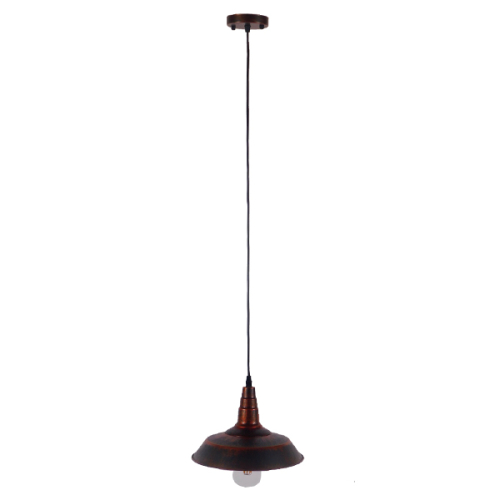 GloboStar® RAY 01047 Vintage Industrial Κρεμαστό Φωτιστικό Οροφής Μονόφωτο 1 x E27 Καφέ Σκουριά Μεταλλικό Καμπάνα Φ26 x Y25cm