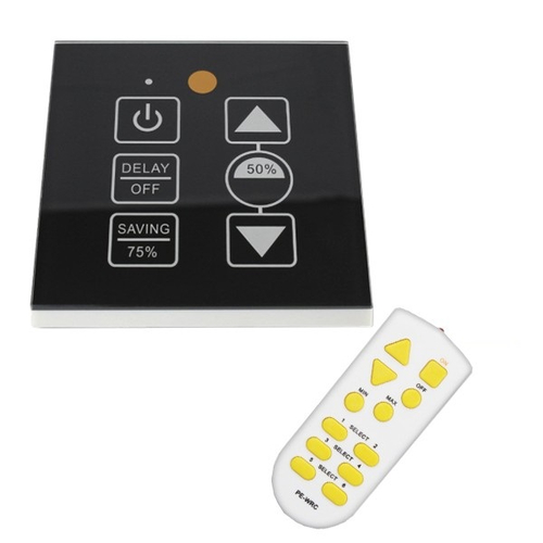 Ασύρματο LED Dimmer Τοίχου Αφής Μαύρο 220v (200w) Trailing Edge GloboStar 50040