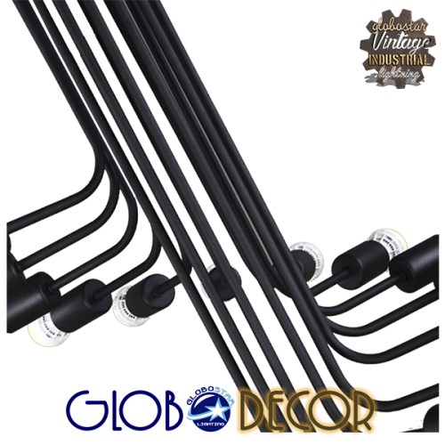 GloboStar® STAIRS 01024 Μοντέρνο Φωτιστικό Οροφής Πολύφωτο Μαύρο Μεταλλικό Φ80 x Y95cm