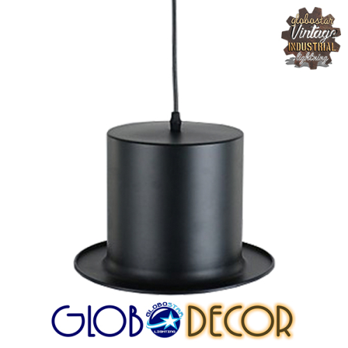 GloboStar® SHERLOCK 01215 Vintage Κρεμαστό Φωτιστικό Οροφής Μονόφωτο 1 x E27 Μαύρο Μεταλλικό Καμπάνα Φ26 x Y18cm