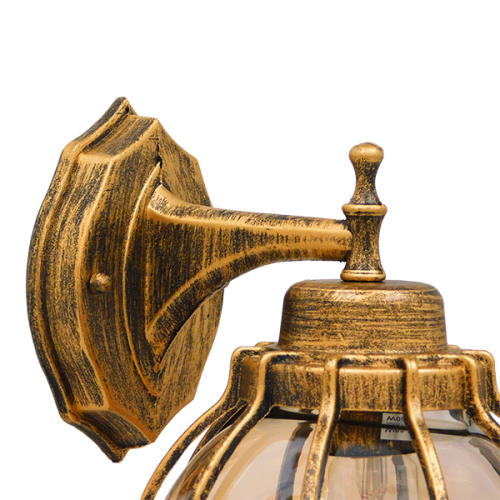 GloboStar® ETOILE 01227 Vintage Industrial Φωτιστικό Τοίχου Απλίκα Μονόφωτο Μπρονζέ Χρυσό Μεταλλικό Πλέγμα με Μελί Γυαλί Φ18 x Υ27cm