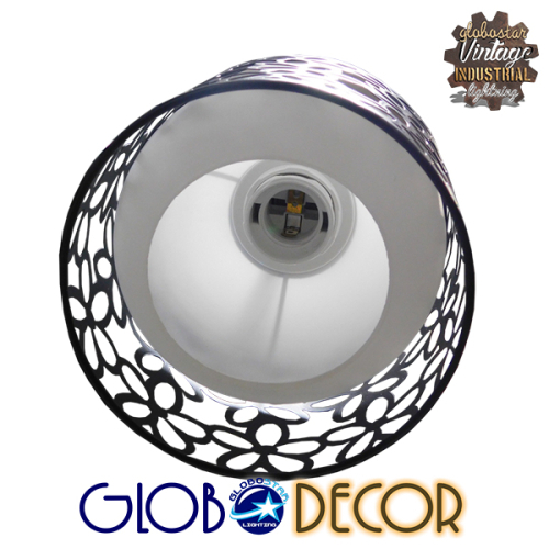 GloboStar® RAINELDA 01246 Μοντέρνο Κρεμαστό Φωτιστικό Οροφής Τρίφωτο 3 x E27 Μαύρο Μεταλλικό Πλέγμα με Λευκό Γυαλί Φ40 x Y19cm